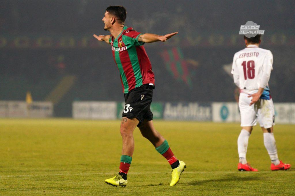 esultanza di partipilo dopo il gol al rieti